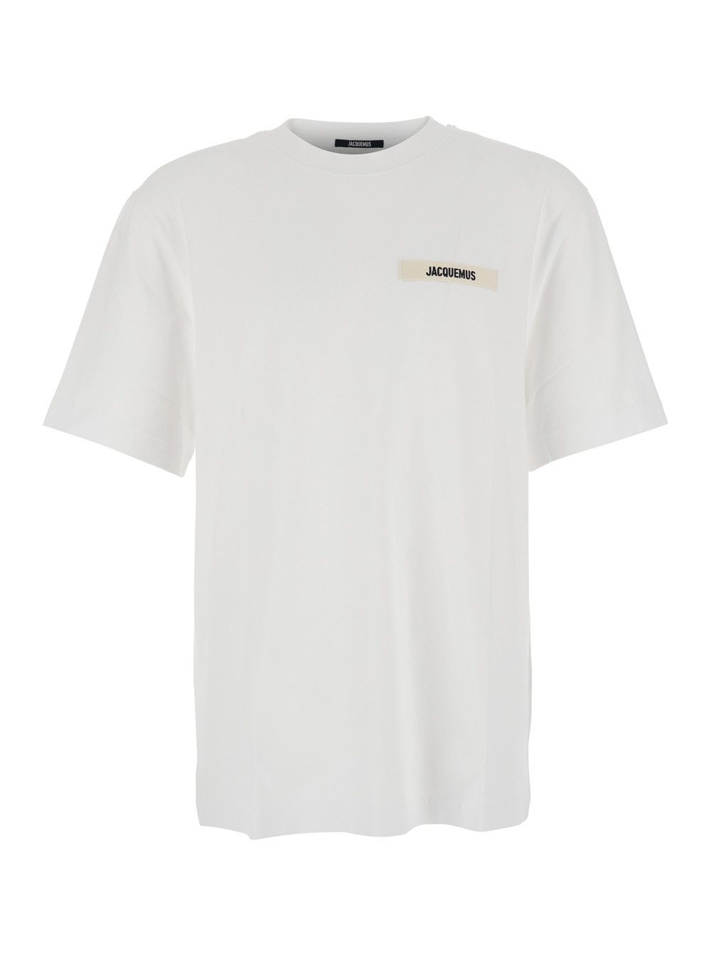 'Le T-Shirt Gros Grain' White T-Shirt with Logo Patch on the Front in Cotton Man