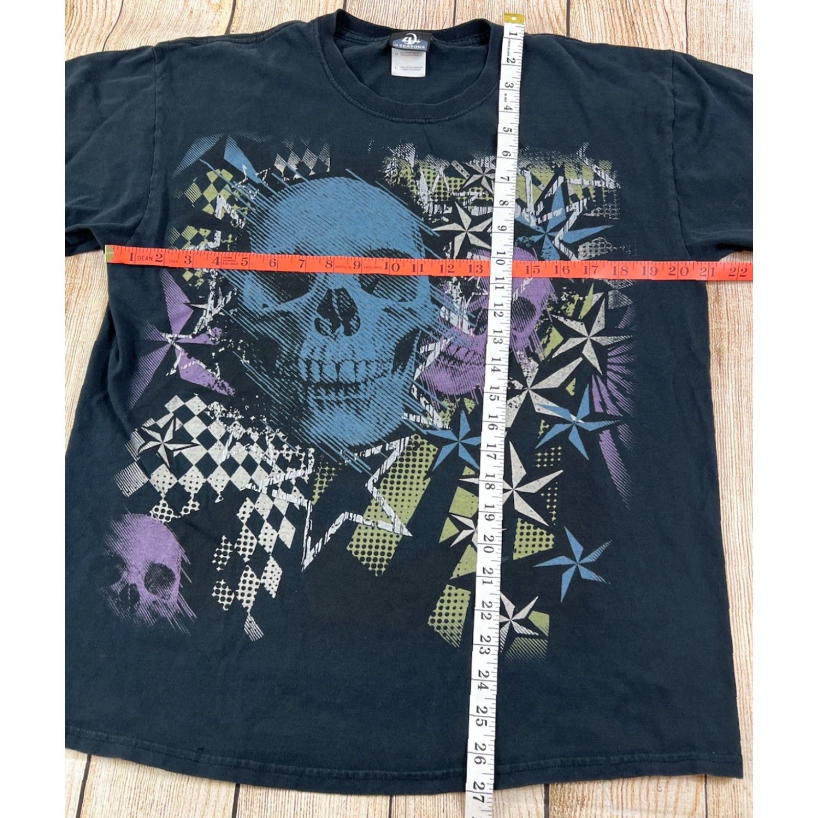 Vintage VINTAGE Y2K 4 Seasons Skull Star Gothic Graphic Black T Shirt Size L Mens Size US L / EU 52-54 / 3 - 3 Thumbnail