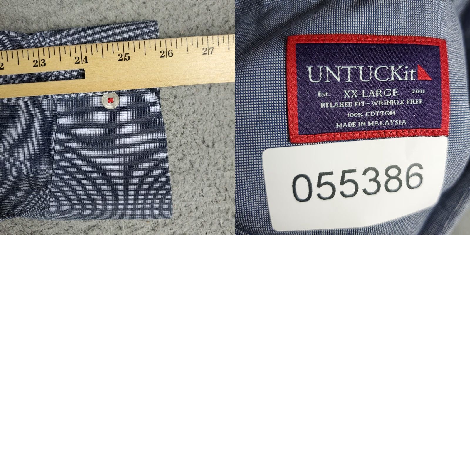 UNTUCKit UNTUCKit Shirt Mens 2XL Blue Casual Button Up Long Sleeve Size US XXL / EU 58 / 5 - 8 Thumbnail