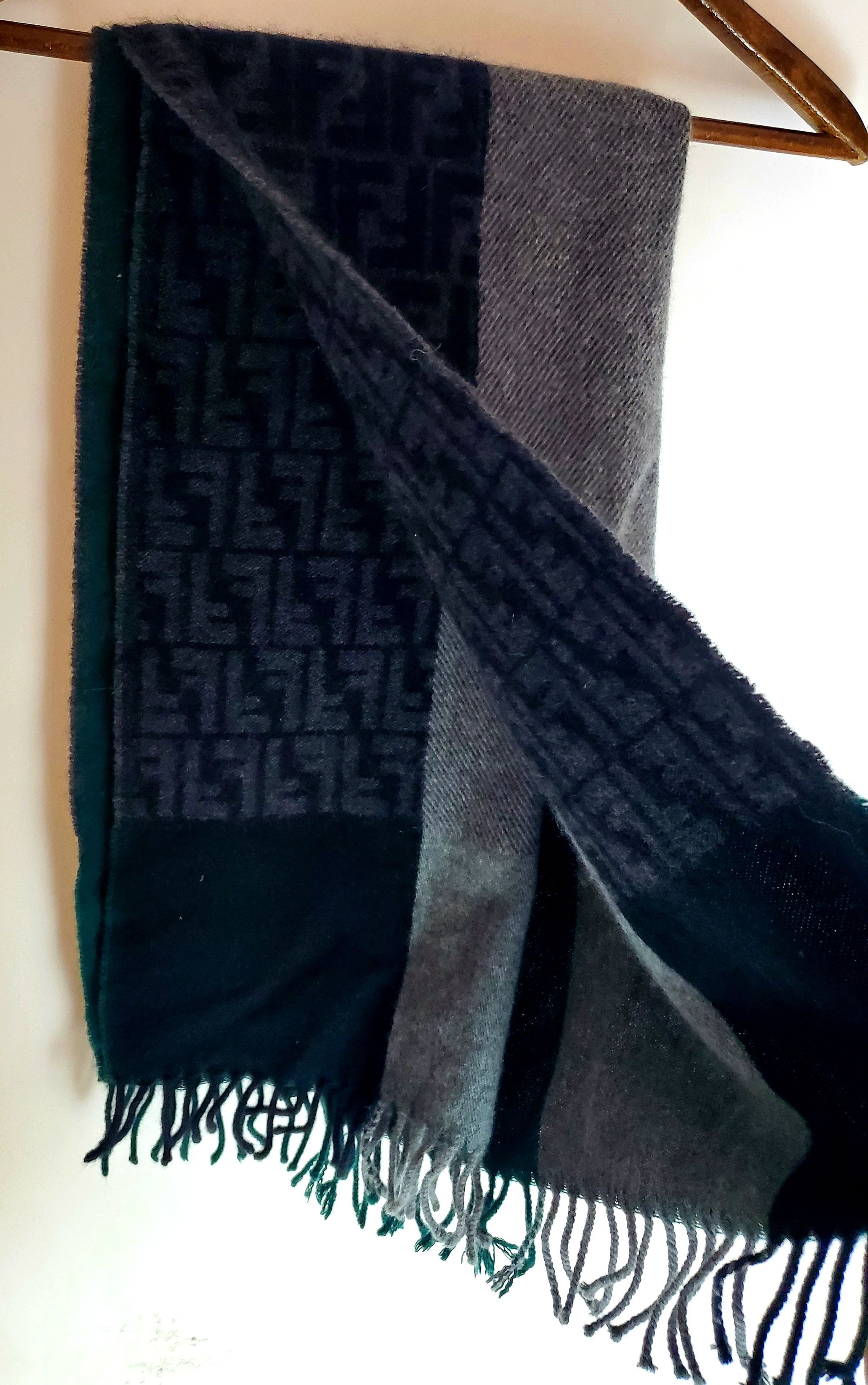 Fendi FENDI wool/angora scarf gray/green/black New condition Size ONE SIZE - 3 Thumbnail