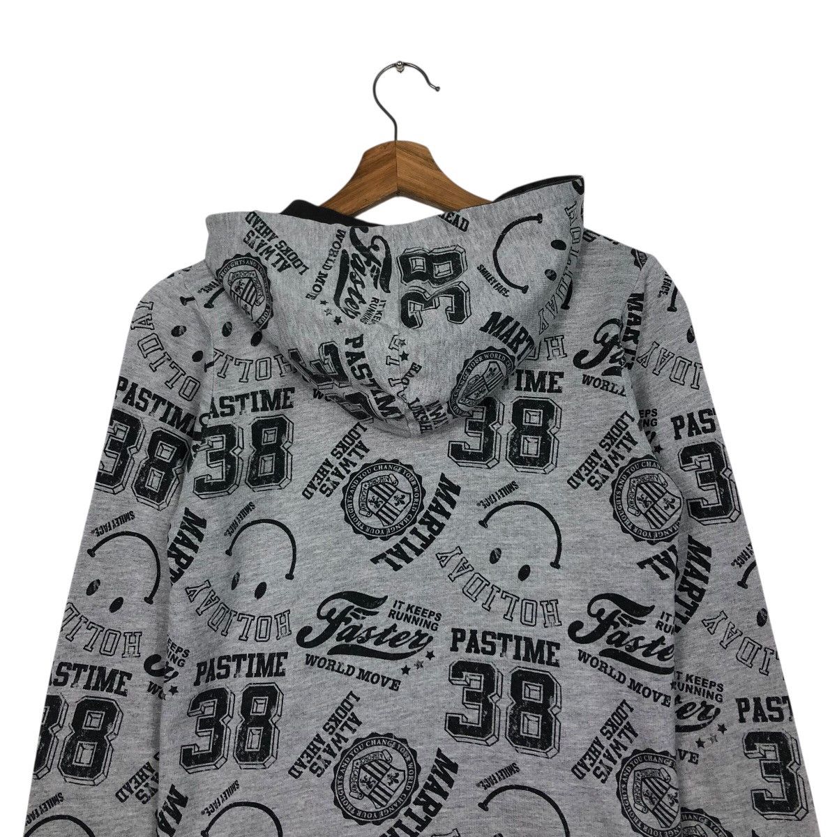 Japanese Brand Smiley Face All-Over Print Zip Hoodie – Grey/Black Size US M / EU 48-50 / 2 - 10 Thumbnail