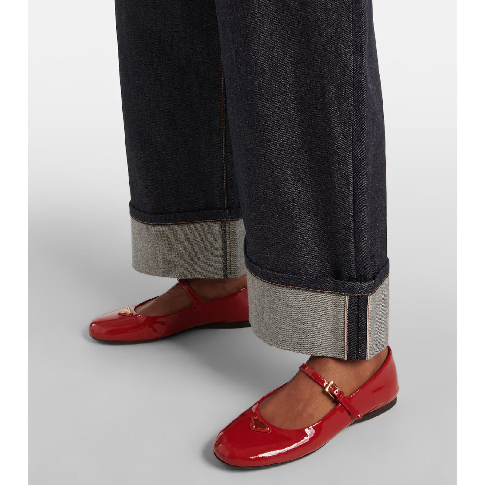 Prada Prada Cherry Red Patent Gold Triangle Logo Mary Jane Size US 8.5 / IT 38.5 - 5 Thumbnail