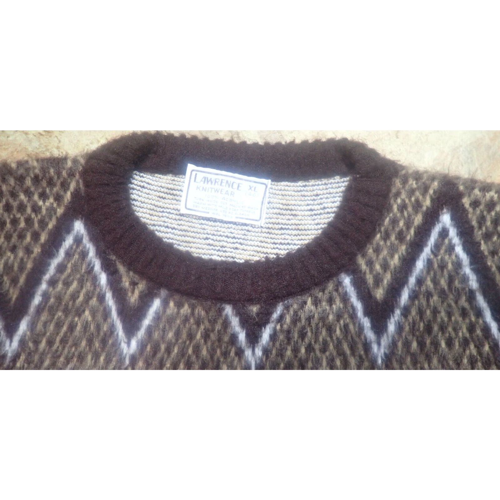 Vintage VINTAGE 80s Lawrence Knitwear Mens M Brown Acrylic Fuzzy Sweater Nordic Southwestern Kurt Cobain Style Size US M / EU 48-50 / 2 - 6 Thumbnail