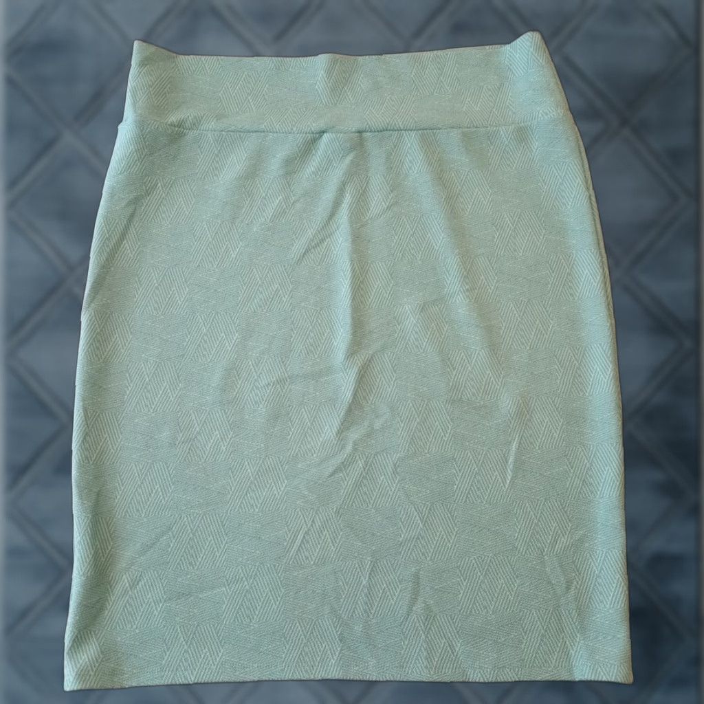 Vintage LuLaRoe Skirt 3XL Blue Knee Length Geometric Pull On Pencil Casual Womens Classic Size 40" / US 18 - 1 Thumbnail