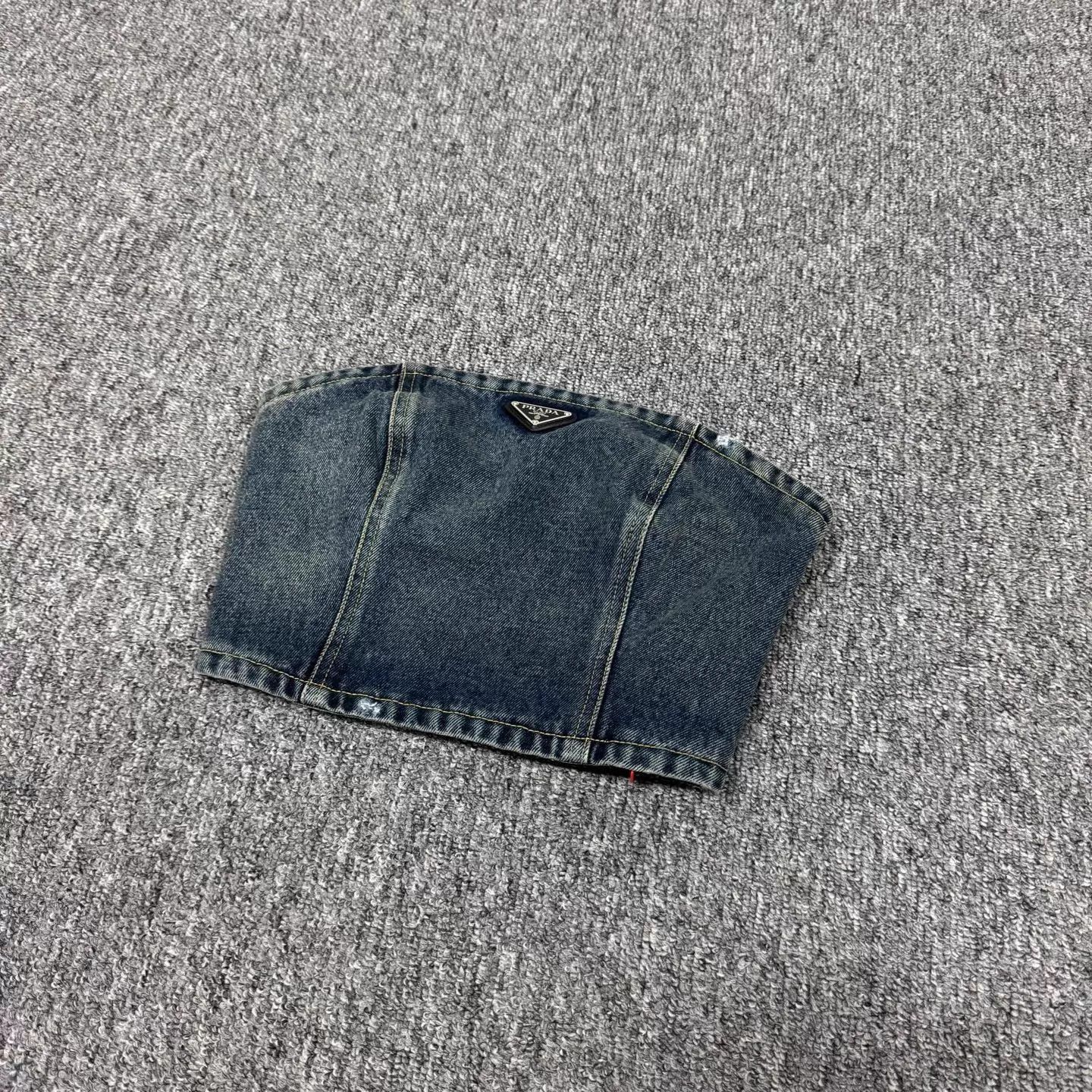 Prada Prada Denim Bustier Distressed Metal Triangle 36 Size XS / US 0-2 / IT 36-38 - 3 Thumbnail