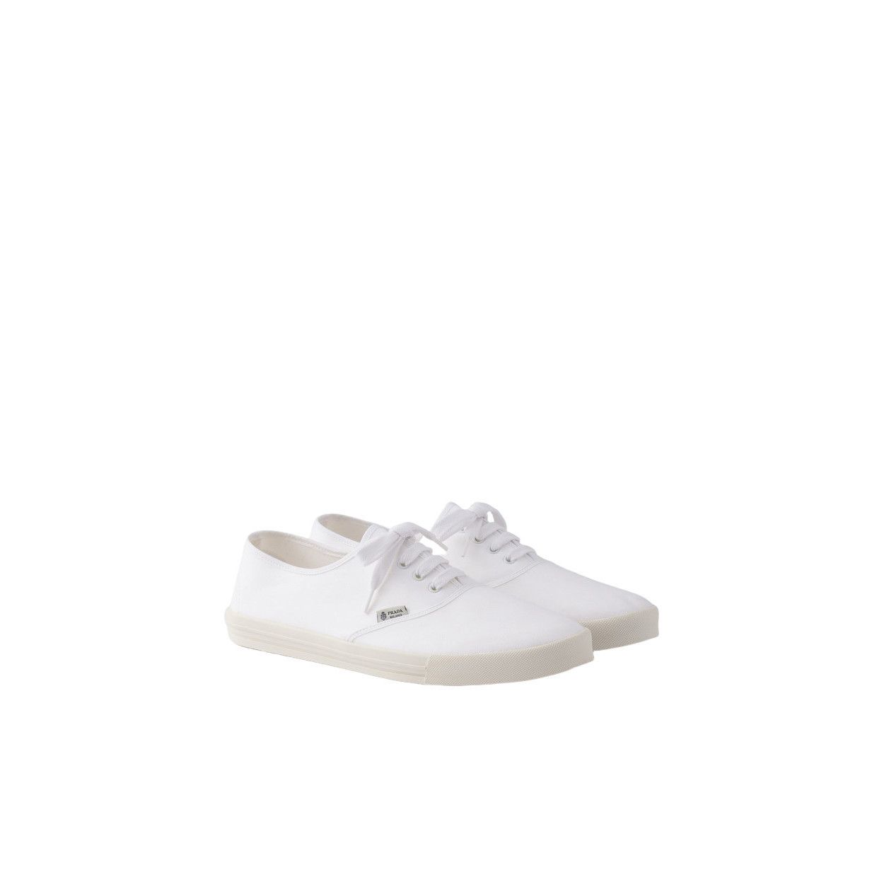Prada PRADA $975 White Drill Fabric Sneakers New & Authentic (Men' Size US 8 / EU 41 - 1 Thumbnail