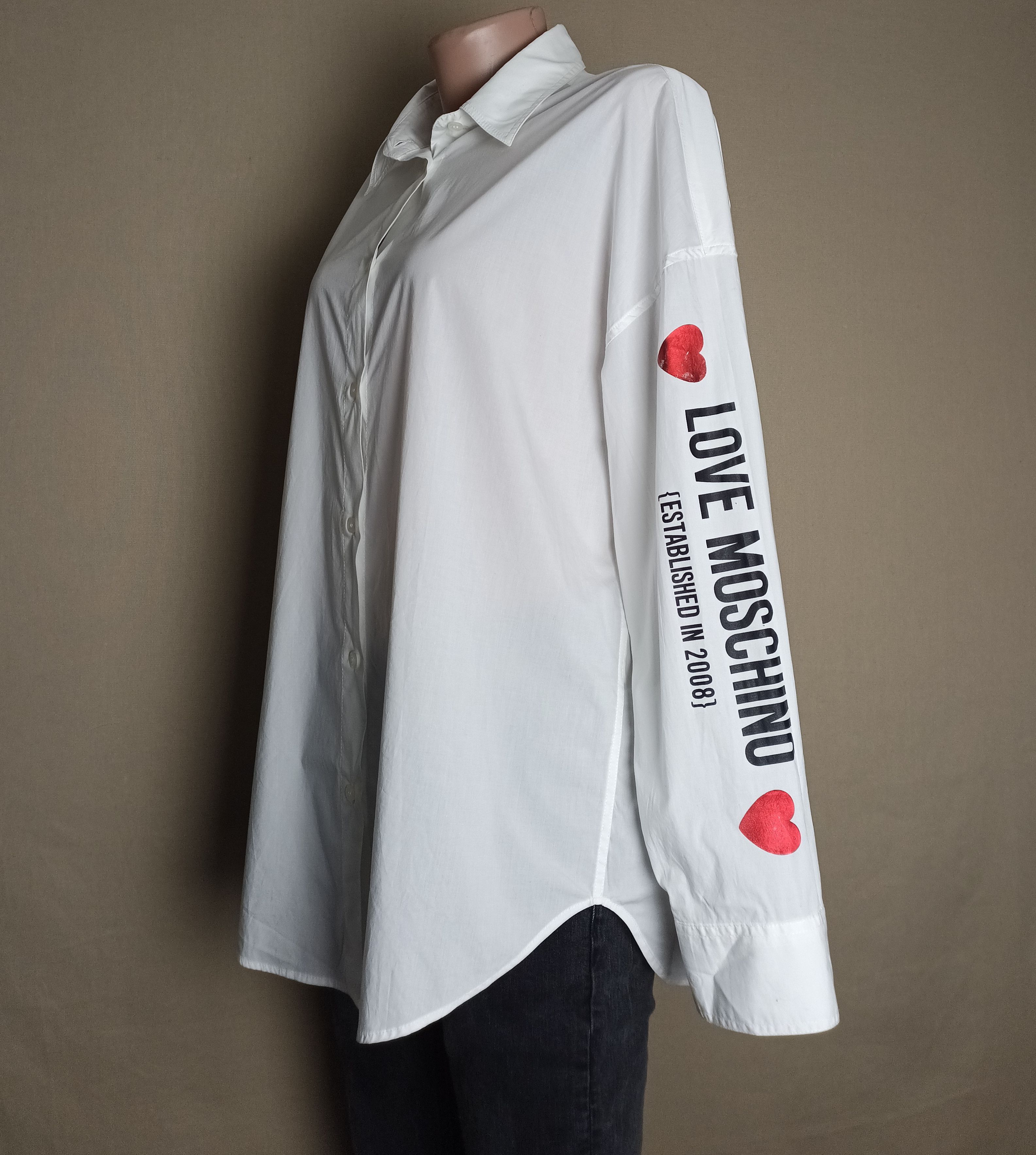 Love Moschino Love Moschino Cotton White Logo Print Blouse Shirt US8 EU40 Size M / US 6-8 / IT 42-44 - 8 Thumbnail