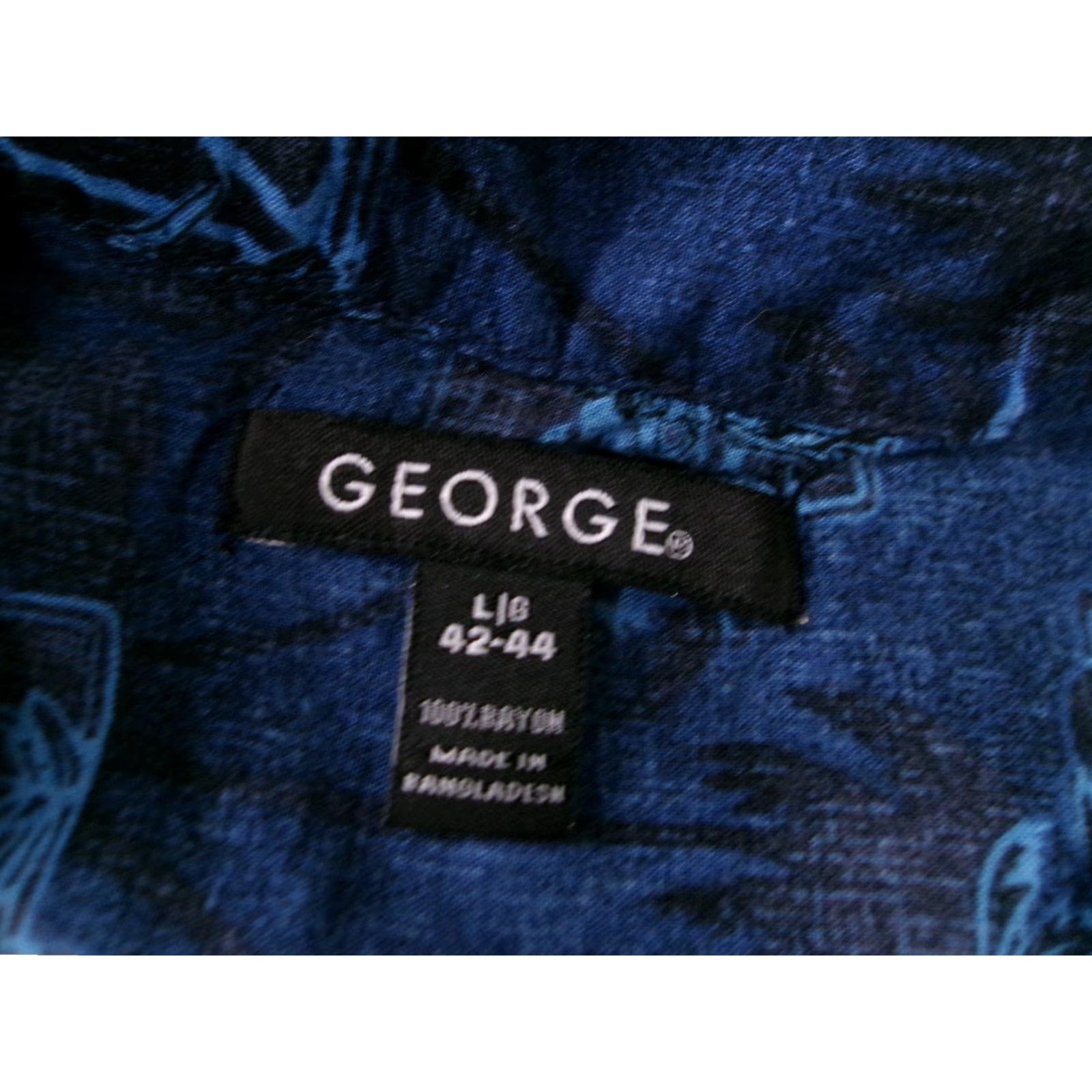 George George Shirt Mens Large Blue Tropical Hawaiian Resort Floral Short Sleeve Button-Up Collared Casual Travel Workwear Size US L / EU 52-54 / 3 - 7 Thumbnail