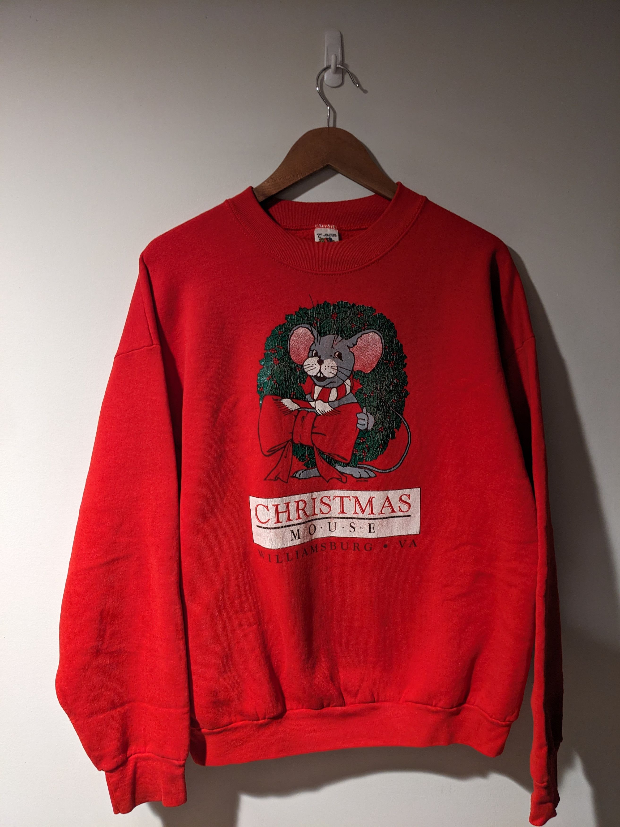 Fruit Of The Loom × Vintage Vintage 90s Christmas Mouse Virginia Holiday Sweatshirt Size US XL / EU 56 / 4 - 1 Thumbnail