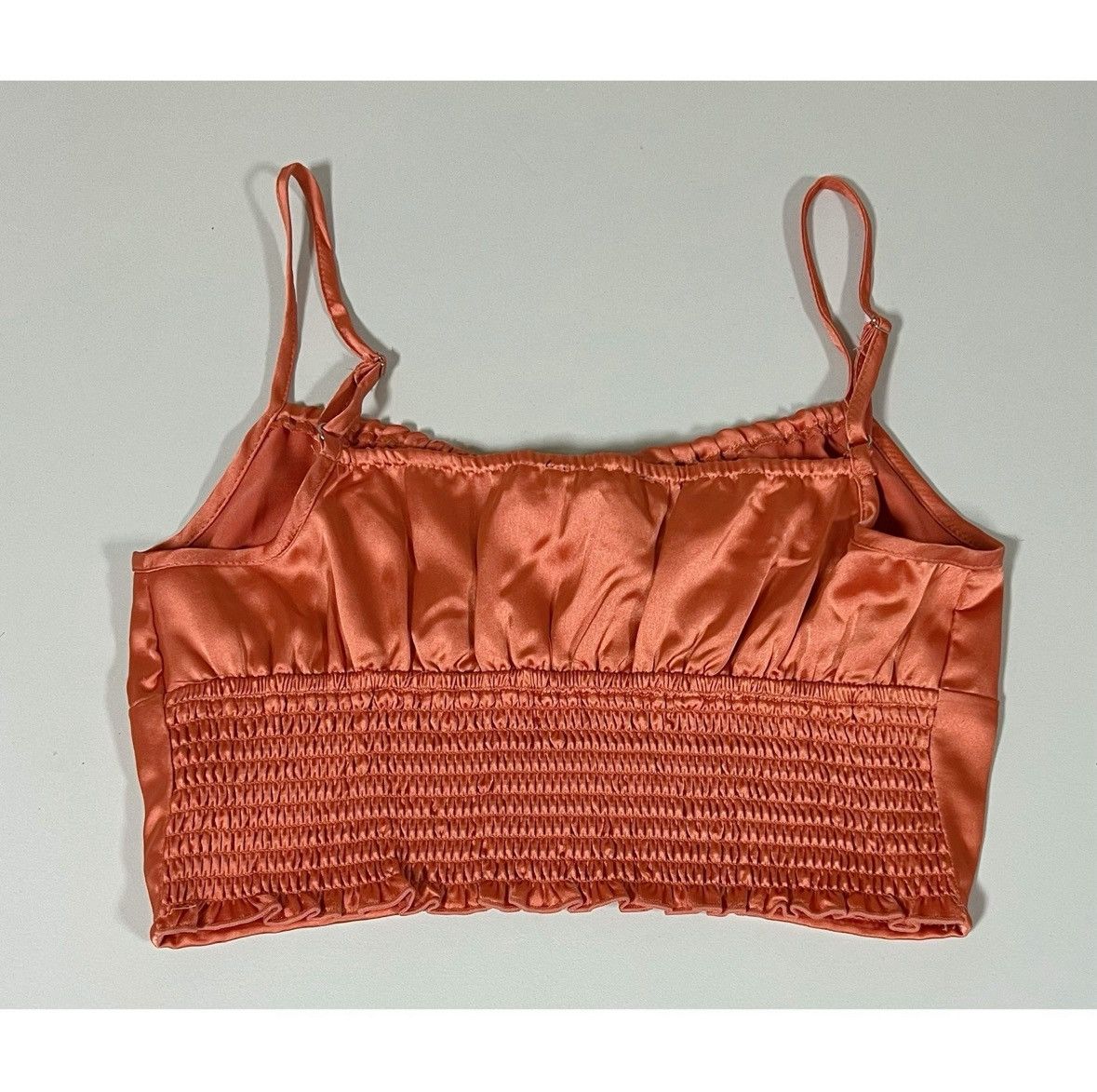 Vintage Orange Satin Ruched Tie-Front Crop Top Shirt Blouse Size S🍊✨ Size S / US 4 / IT 40 - 3 Thumbnail