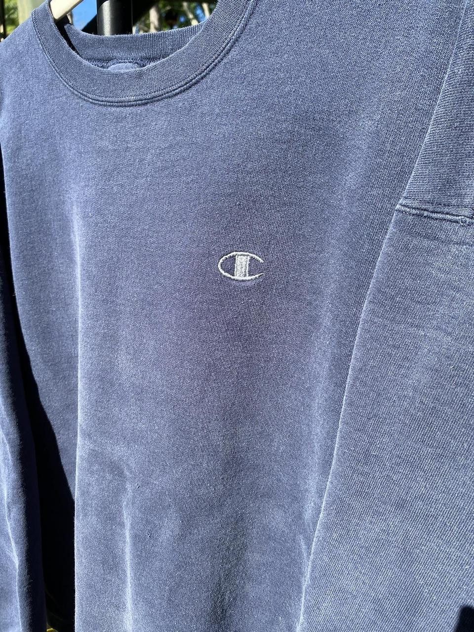 Champion Vintage Navy Weave Knit Champion Embroidery Sweater Medium Size US L / EU 52-54 / 3 - 5 Thumbnail