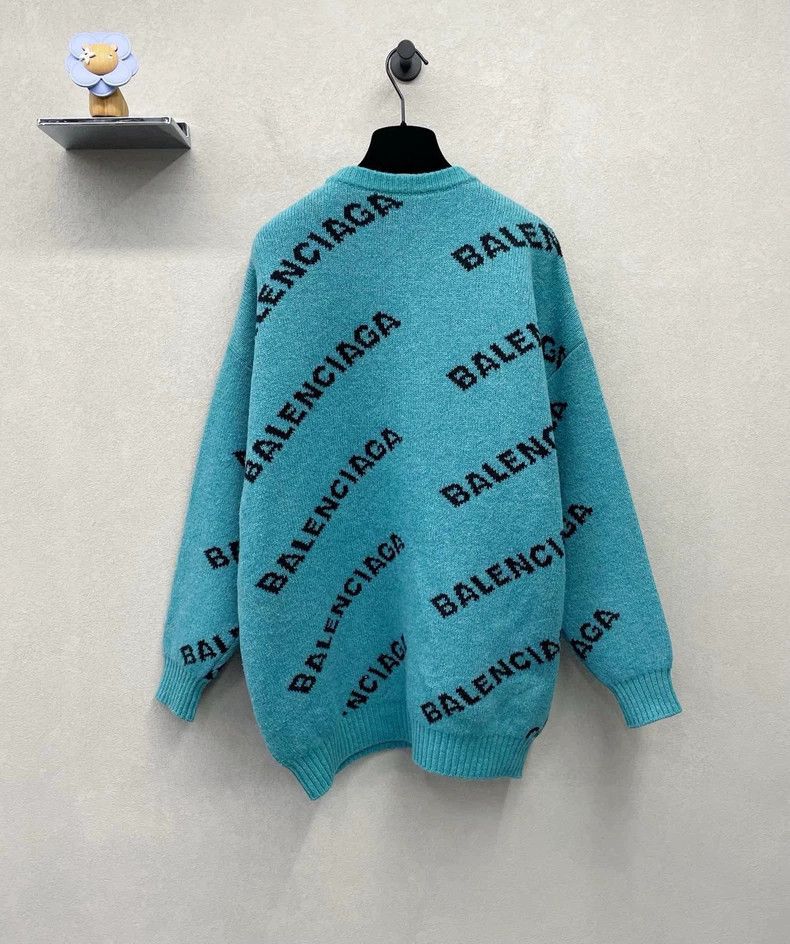 Balenciaga Balenciaga size 36 Blue Full Print Logo Sweater Size S / US 4 / IT 40 - 3 Thumbnail