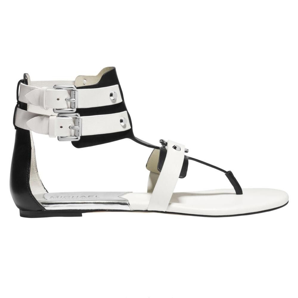 Michael Kors MICHAEL Michael Kors Nadine T-Strap Black White Sandals 6 Size US 6 / IT 36 - 2 Thumbnail
