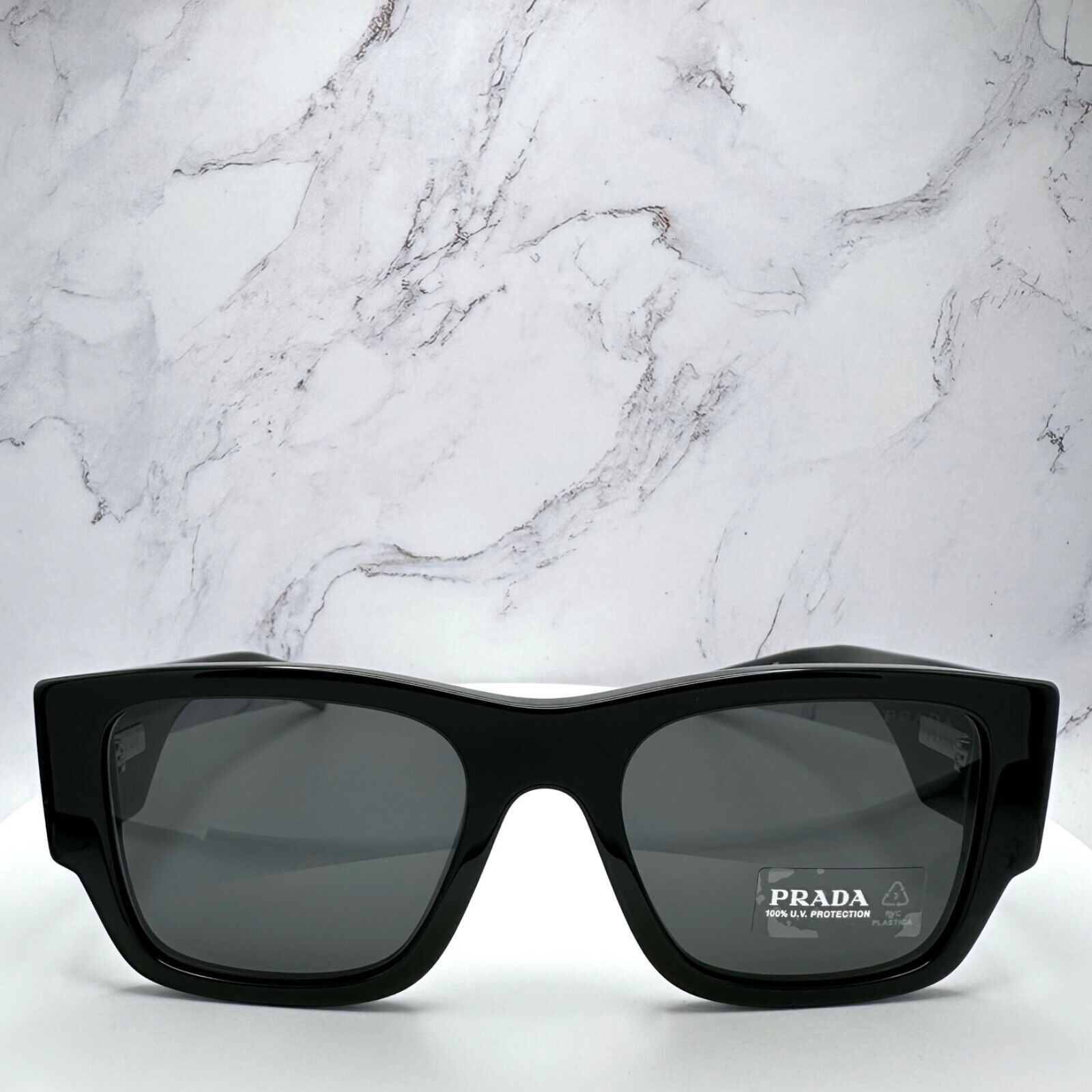 Prada New Prada Sunglasses Black Square Oversized Triangle Plaque Size ONE SIZE - 2 Thumbnail