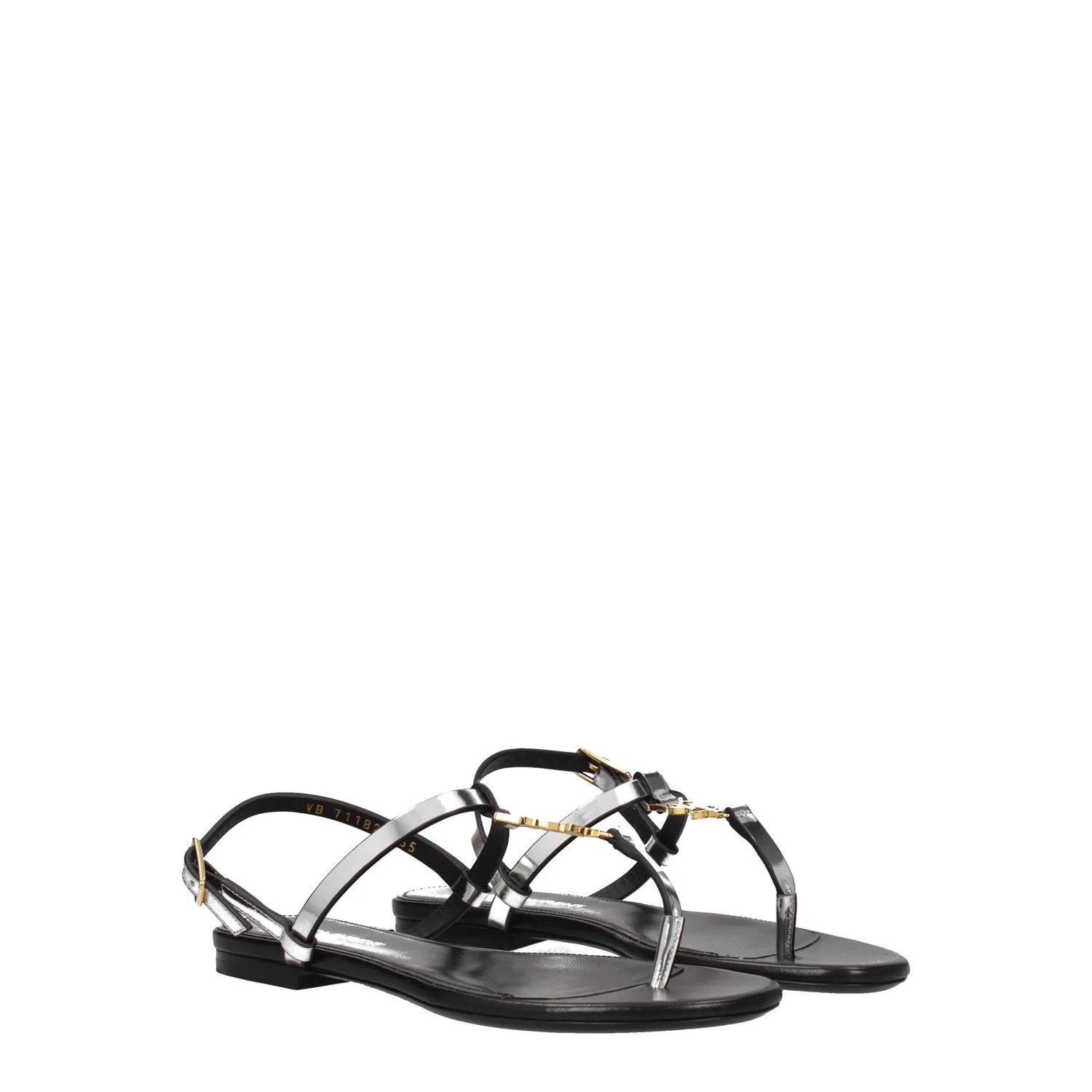 Saint Laurent Paris ob1o1e1124 Leather Flip Flops in Silver Size US 5 / IT 35 - 2 Thumbnail