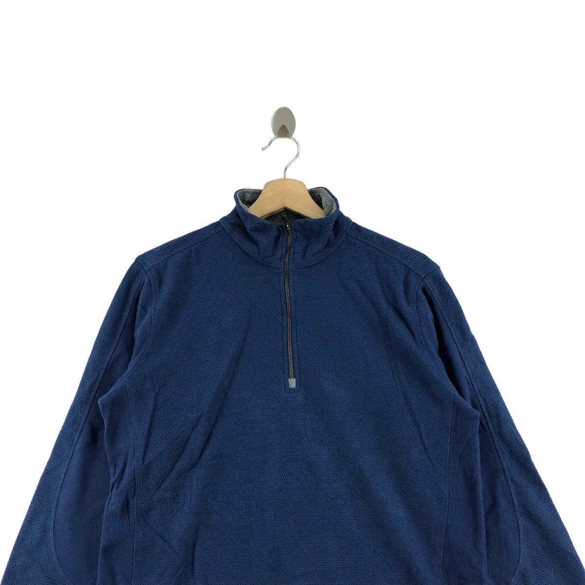 Lands' End Vtg LANDS’ END Minimalist Blue Indigo Outdoor Fleece Sweater Size M / US 6-8 / IT 42-44 - 4 Thumbnail