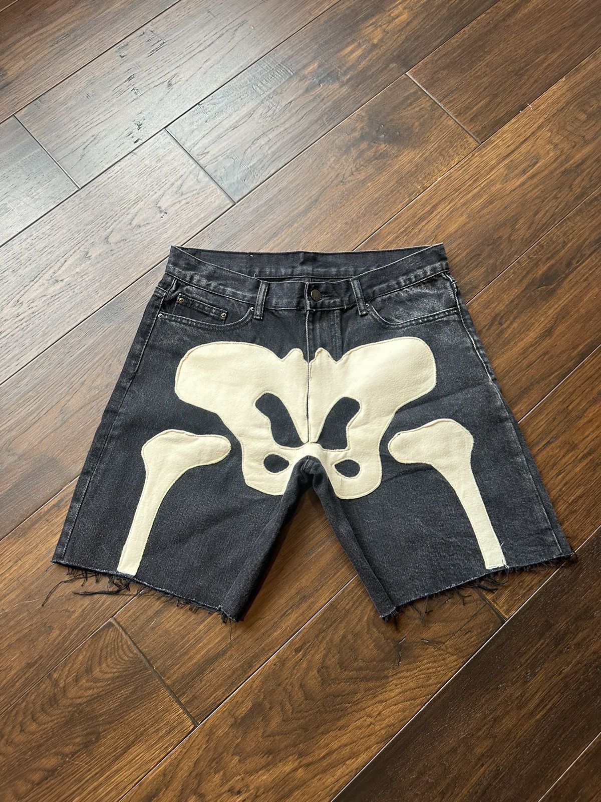 Skeleton Black Denim Jorts (Shorts)