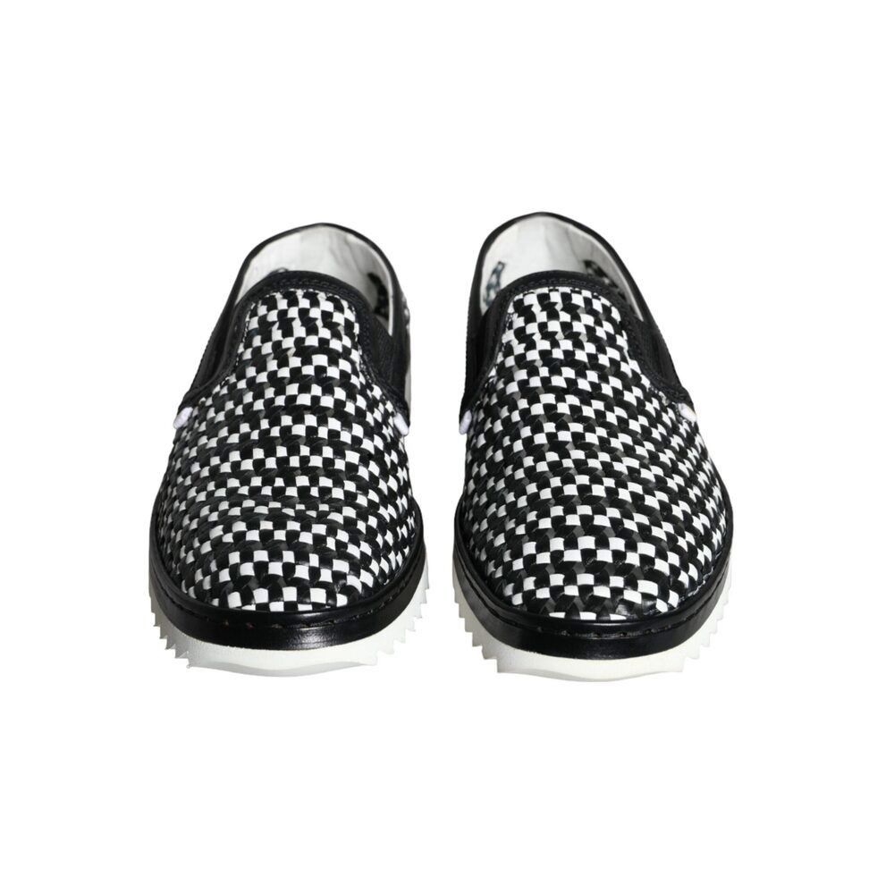 Dolce & Gabbana Dolce & Gabbana Black White Weaved Slip On Men Loafers Shoes Size US 8 / EU 41 - 2 Thumbnail