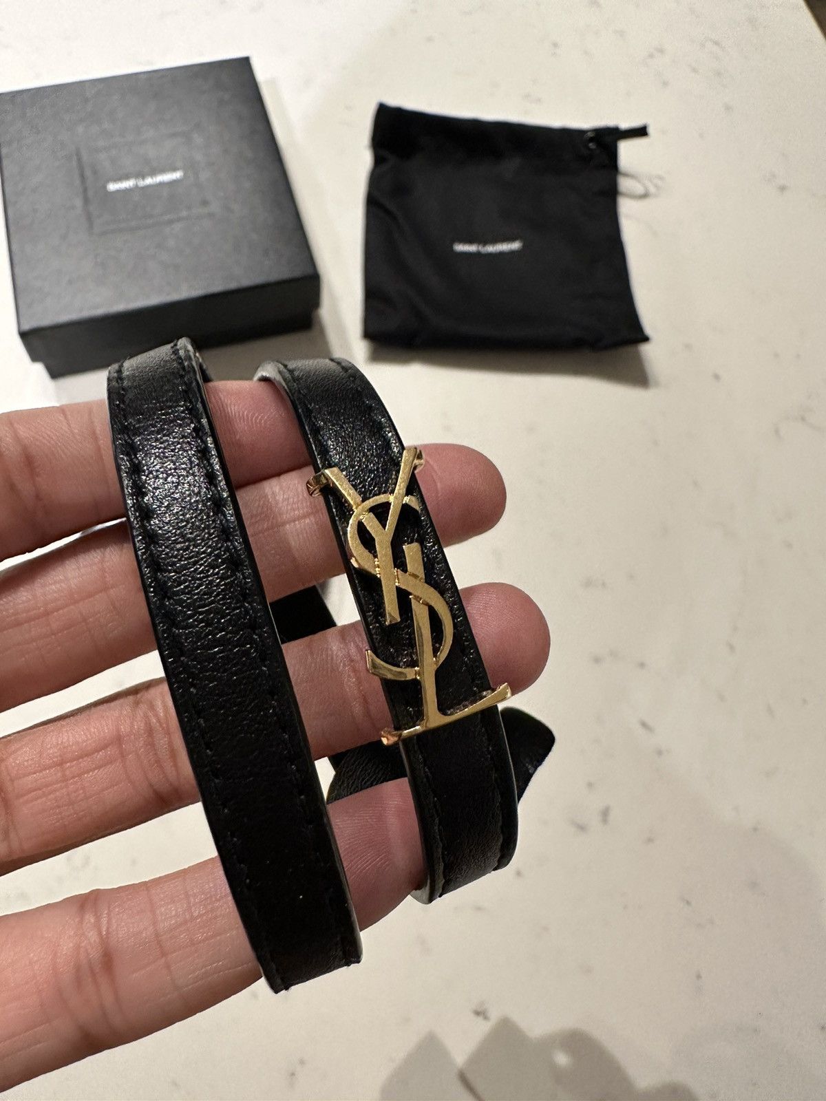 Yves Saint Laurent YSL OPYUM DOUBLE WRAP BRACELET IN LEATHER AND METAL