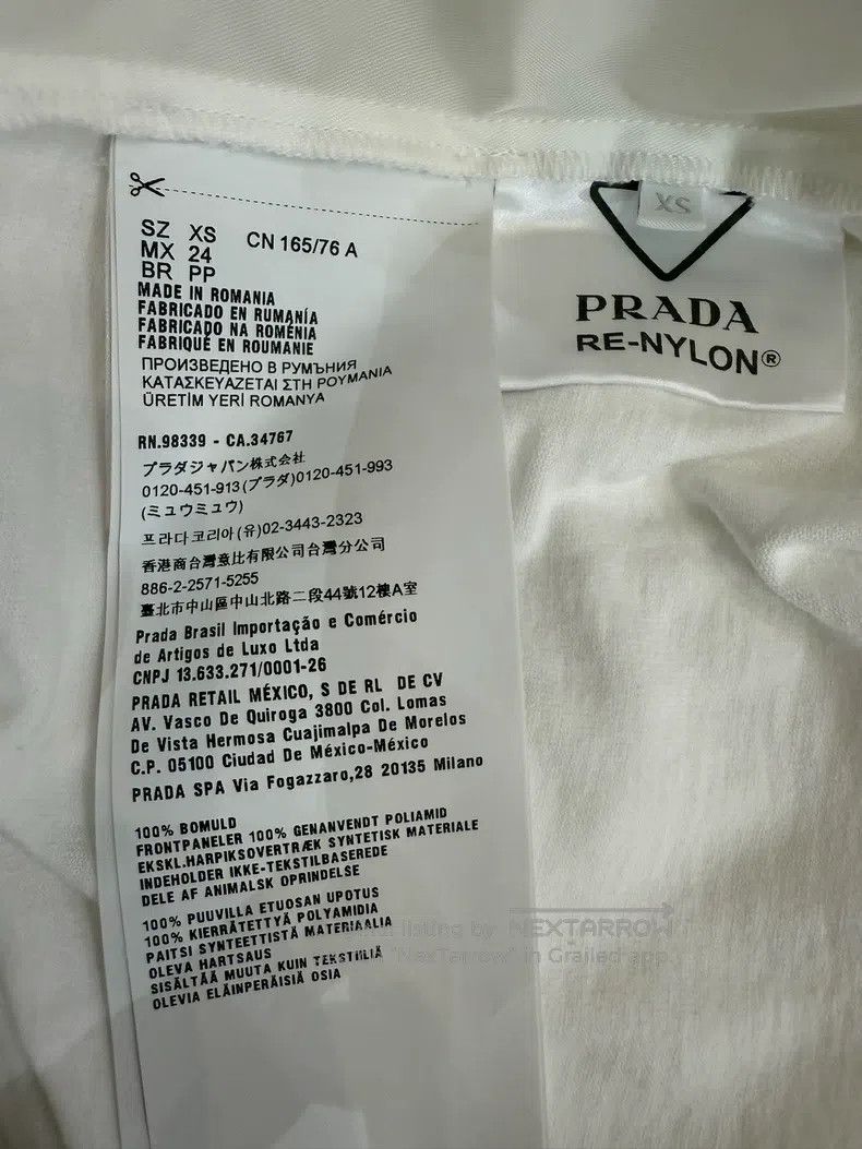 Prada Prada White triangle logo nylon stitching short-sleeved T- Size XS / US 0-2 / IT 36-38 - 5 Thumbnail