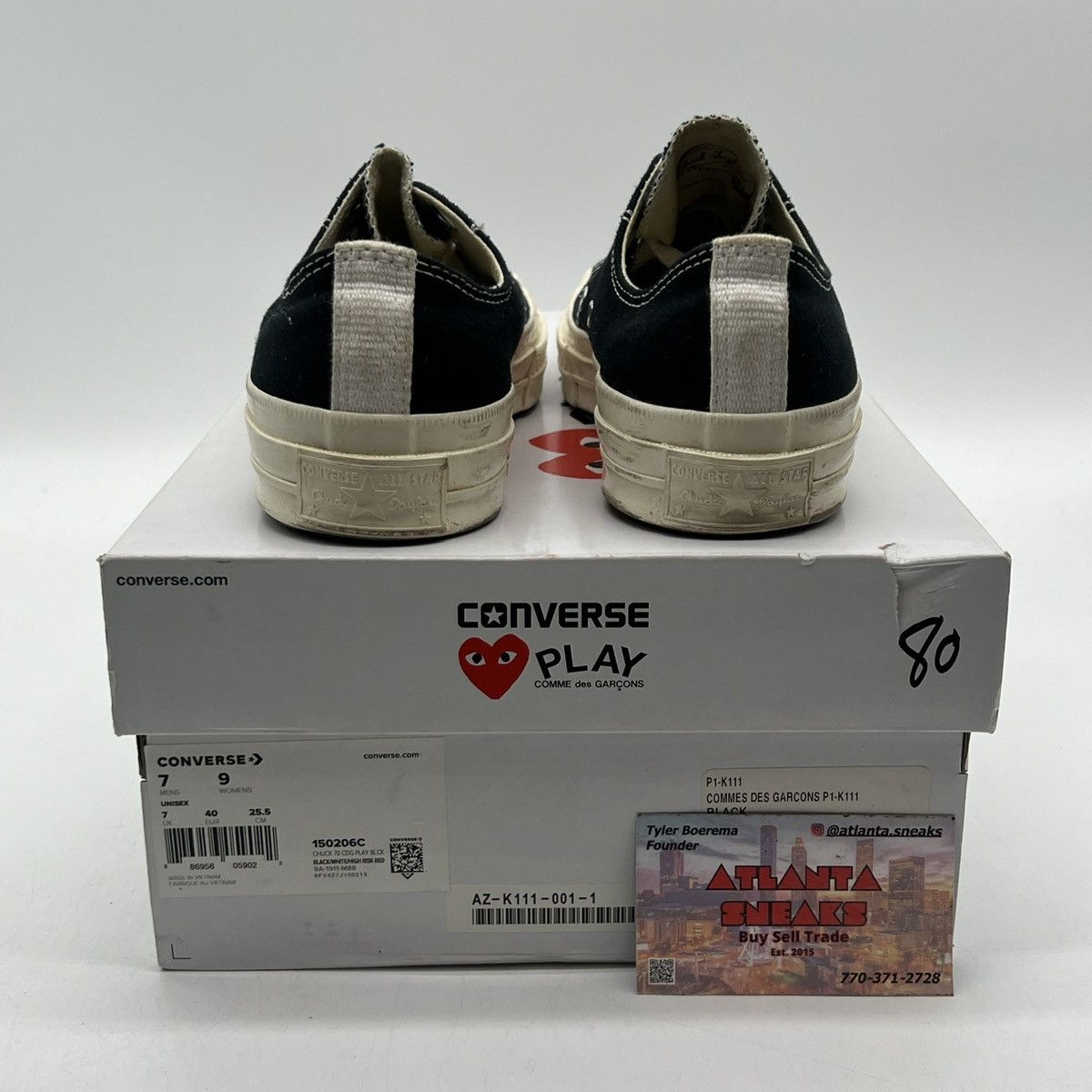 Converse Comme Des garçons play x chuck 70 low black Size US 7 / EU 40 - 3 Thumbnail