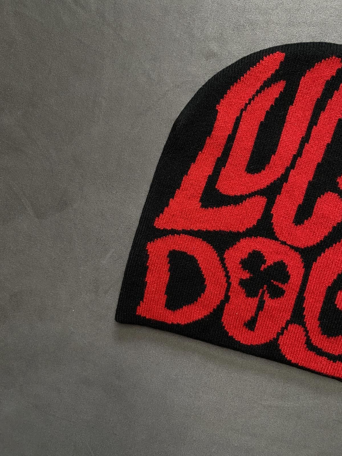 Japanese Brand Lucky Dog Classic Logo Graphic No Cuff Black Beanie Hats OS Size ONE SIZE - 2 Thumbnail