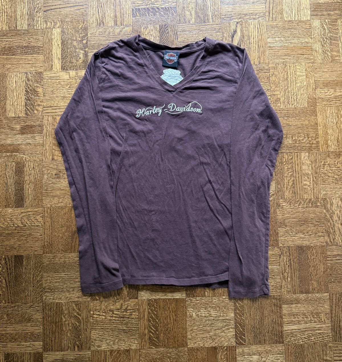 Harley Davidson Vintage Y2K Harley Davidson Embroidered Script Tee Size L / US 10 / IT 46 - 1 Thumbnail