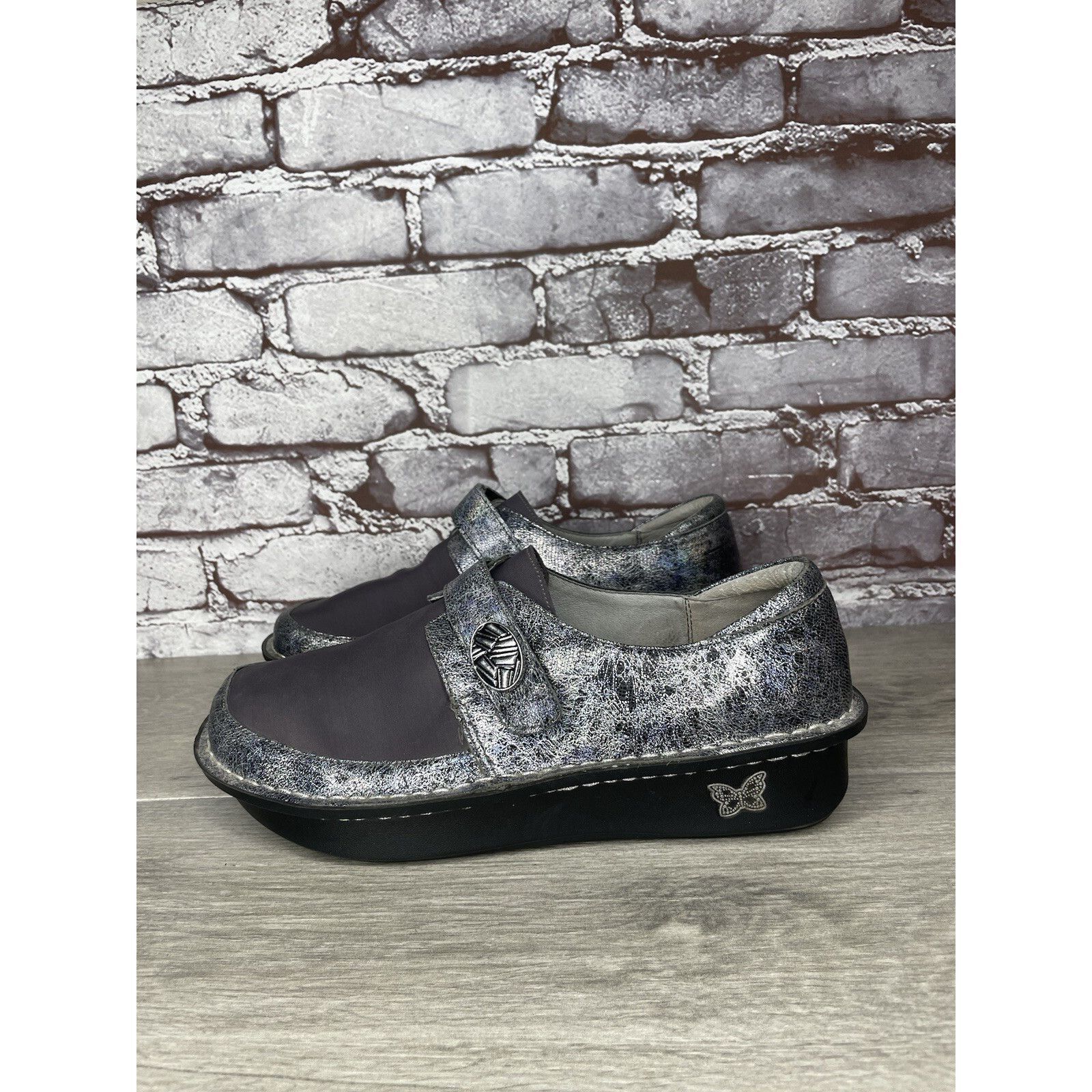 Allegri Alegria DEN-735 MOON SHADOW Gray Leather Shoes Slip-On Clogs Size US 9 / IT 39 - 13 Thumbnail