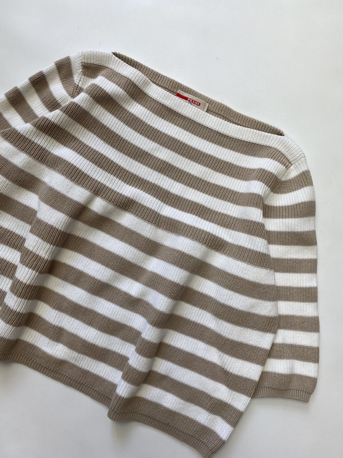 Prada Vintage Rare Women's Prada Mesh Knit Beige Top Sweater Y2k Size M / US 6-8 / IT 42-44 - 3 Thumbnail