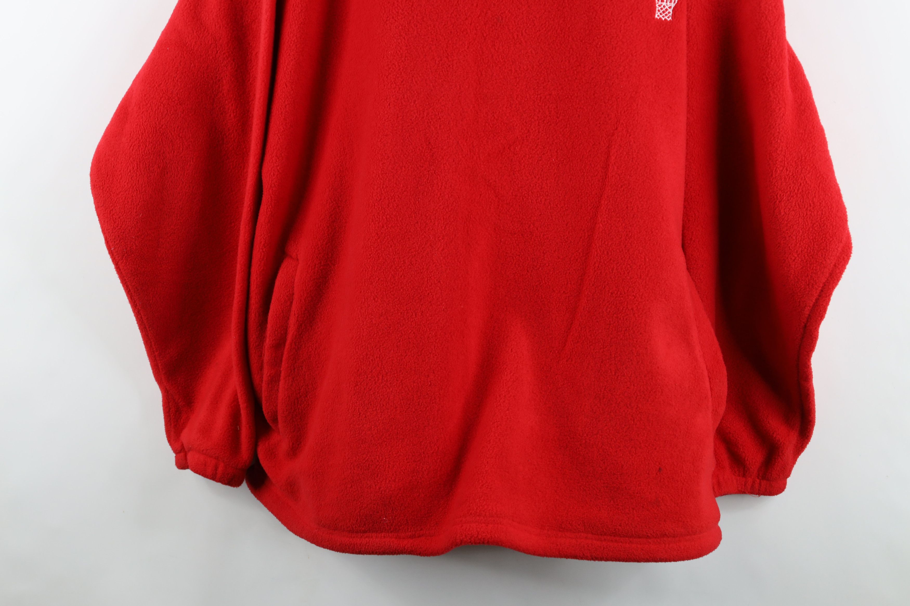Vintage Vintage 90s University Basketball Fleece Jacket Red USA Size US L / EU 52-54 / 3 - 3 Thumbnail
