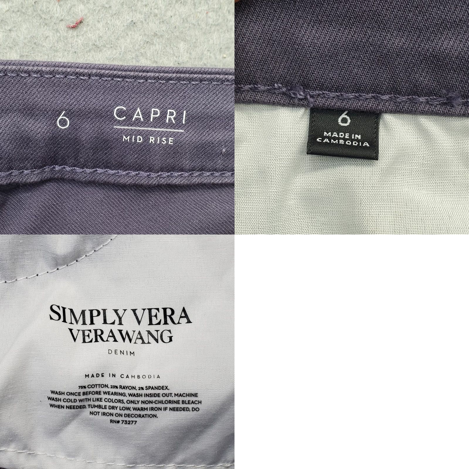 Vintage Simply Vera Vera Wang Capri Jeans Womens 6 Purple Mid Rise Ankle Slit Straight Size 28" / US 6 / IT 42 - 8 Thumbnail
