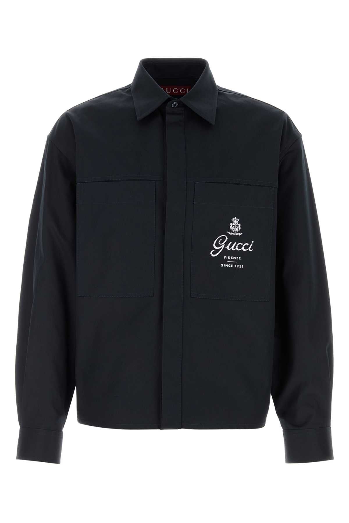 Gucci Navy Blue Cotton Shirt Size US L / EU 52-54 / 3 - 1 Thumbnail