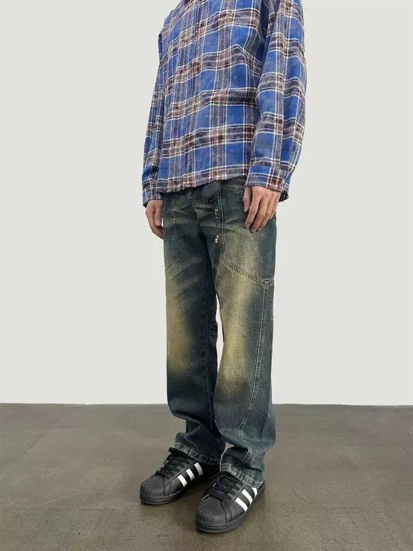 Japanese Brand × Jean Street yellow mud washed loose jeans Size US 32 / EU 48 - 2 Thumbnail