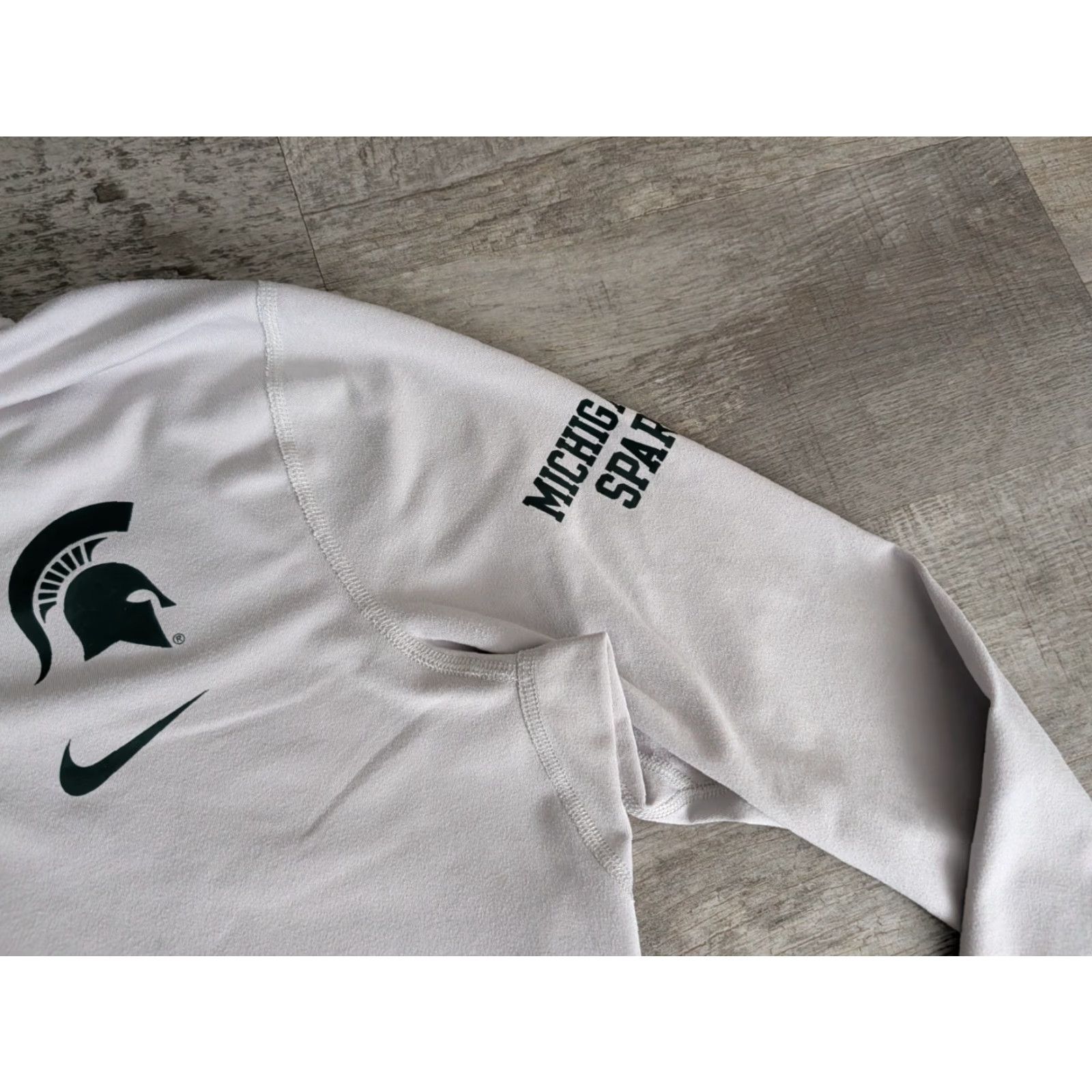Nike Nike Dri-Fit Womens Michigan State Spartans Q Zip Pullover Running Top Shirt Activewear M Light Gray Green Size M / US 6-8 / IT 42-44 - 3 Thumbnail