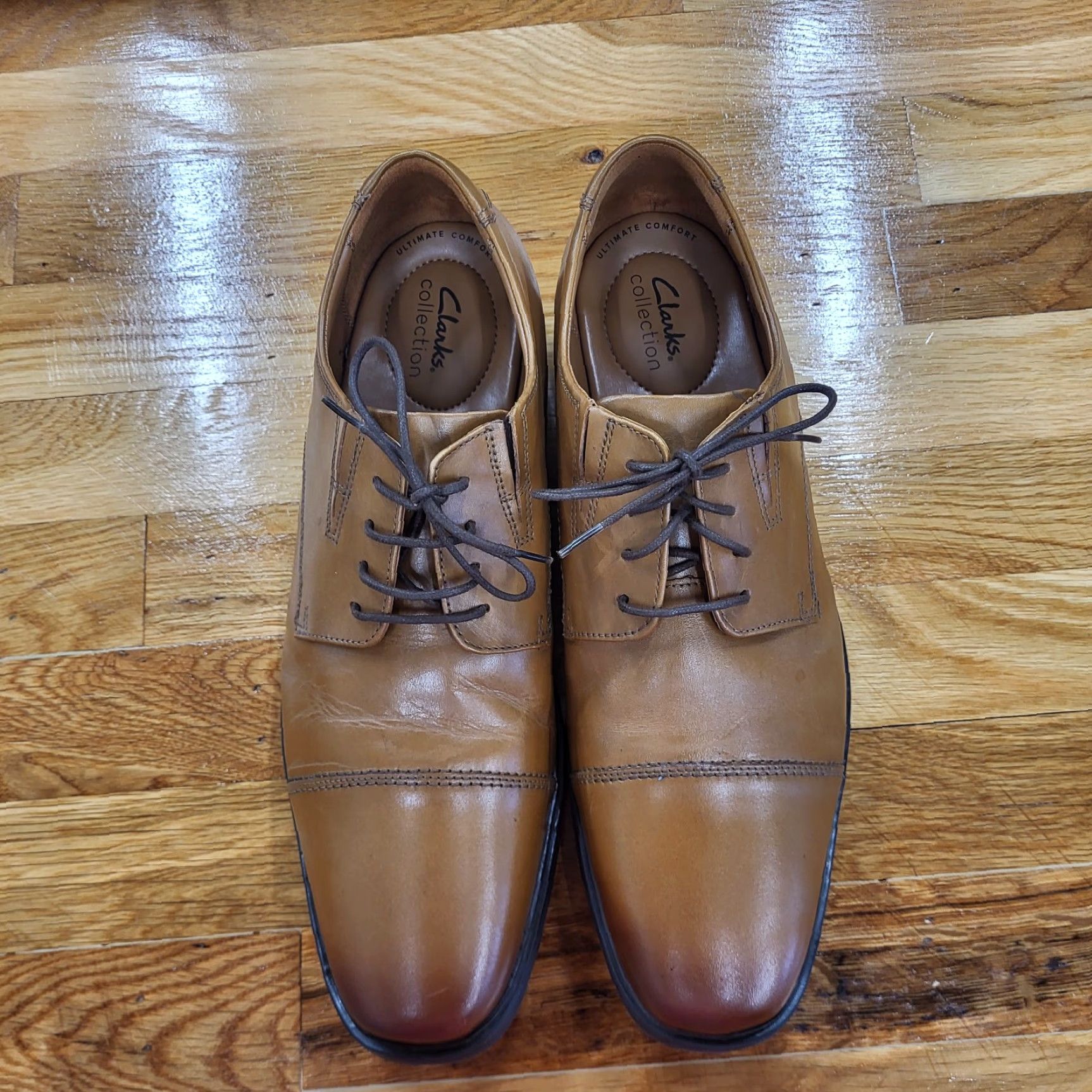 Clarks Clarks Tilden Cap Toe Oxford Shoes Men Dress Leather Lace Up Dark Tan Size 12 W Formal Shoes Size ONE SIZE - 3 Thumbnail