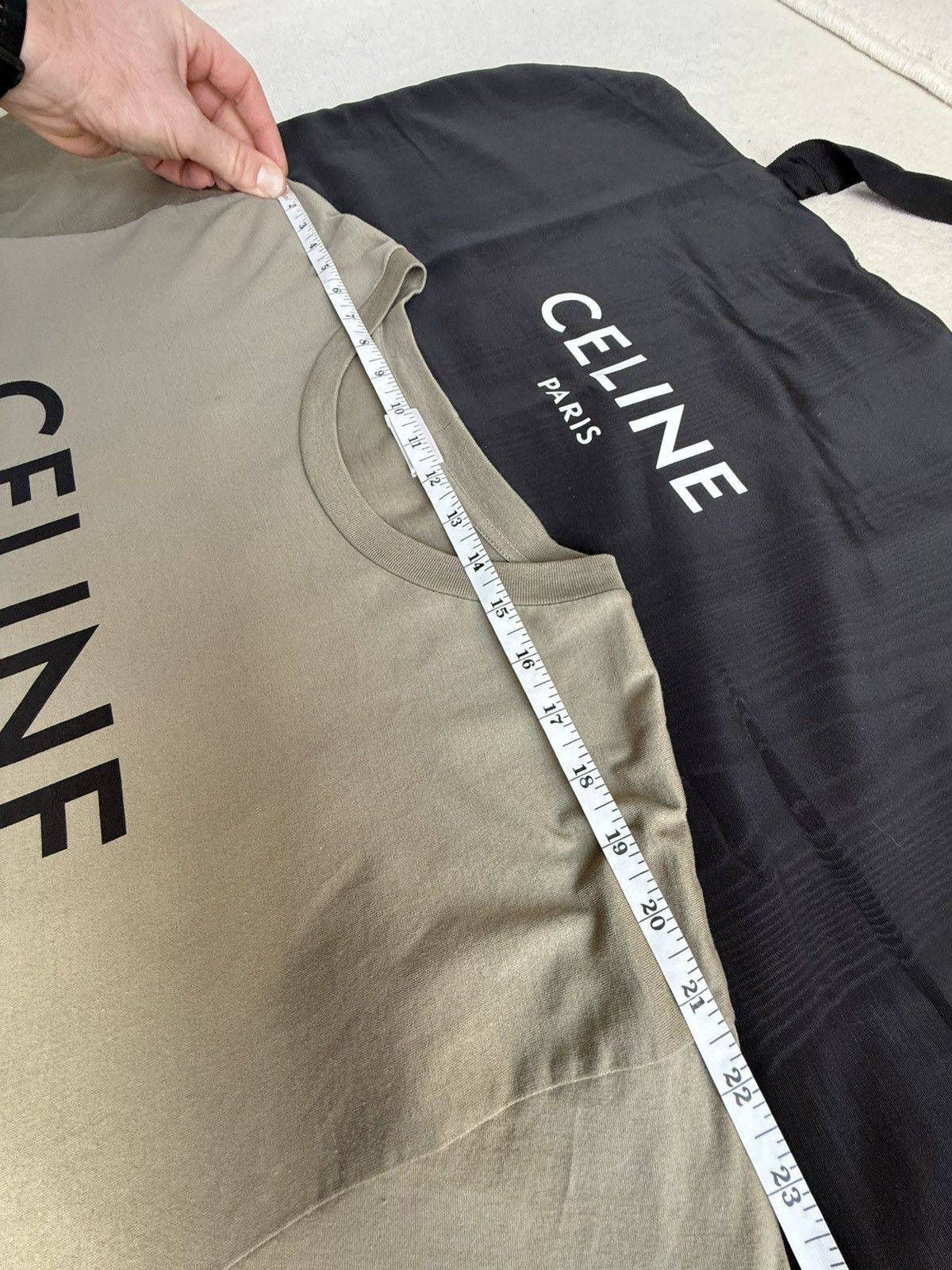 Celine Celine logo t shirt Hedi Slimane khaki green L grail Size US L / EU 52-54 / 3 - 8 Thumbnail