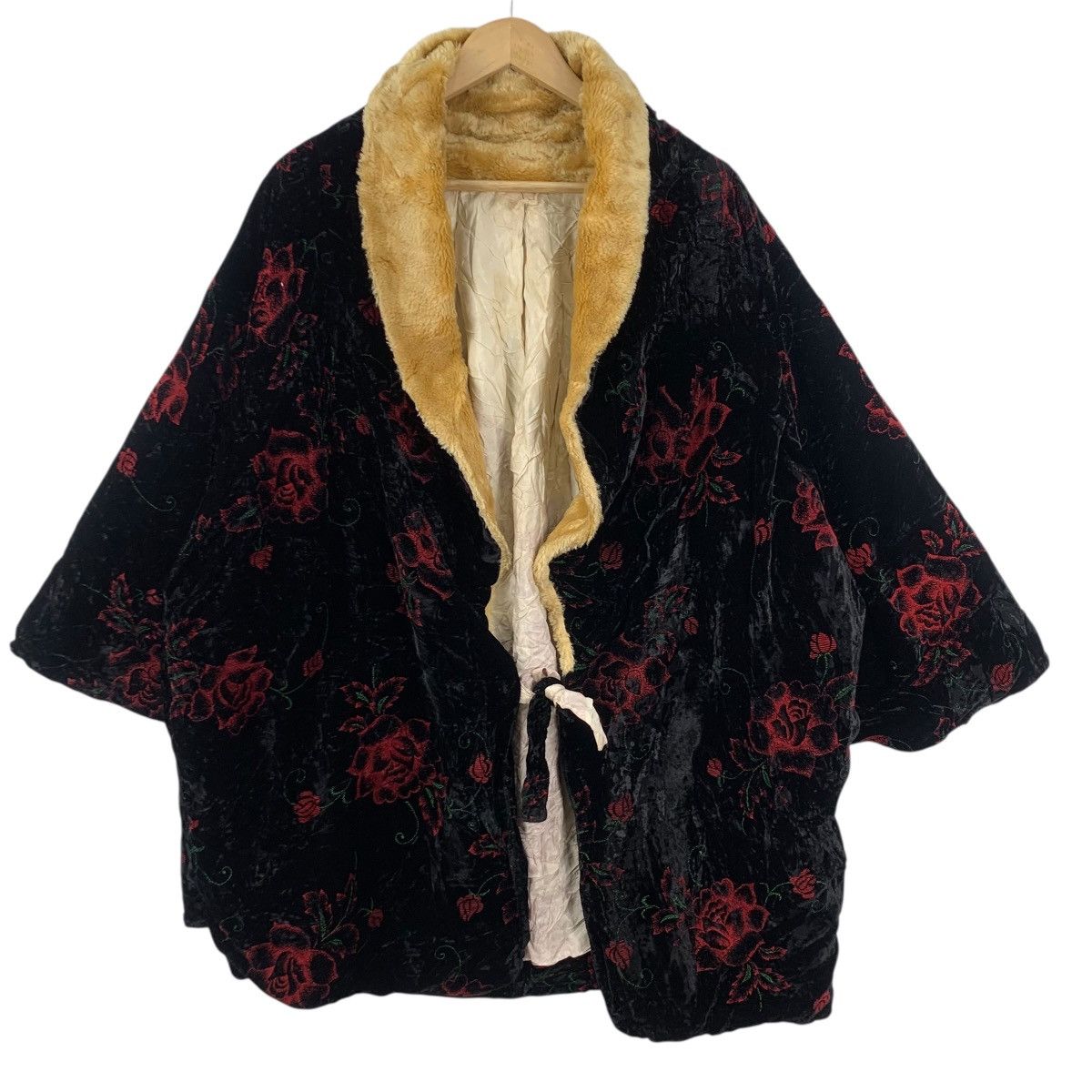 Vintage Vintage 70s KIMONO JAPAN FLORAL ROSE Velvet Haori Robe Coat Size XXL / US 16-18 / IT 52-54 - 5 Thumbnail