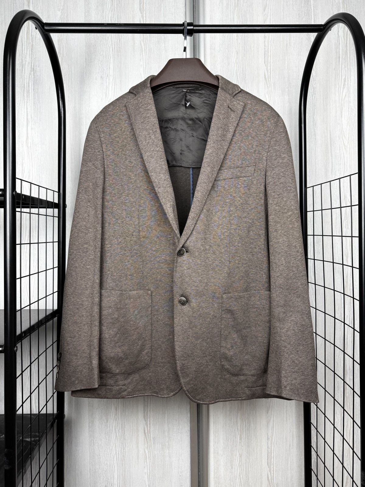 Hackett London brown cotton unlined 2 buttons blazer