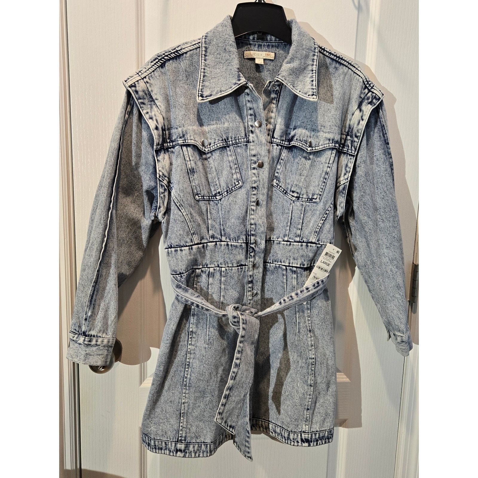 Other NWT denim dress convertible sleeves Culpos X INC sz L Size L / US 10 / IT 46 - 1 Thumbnail