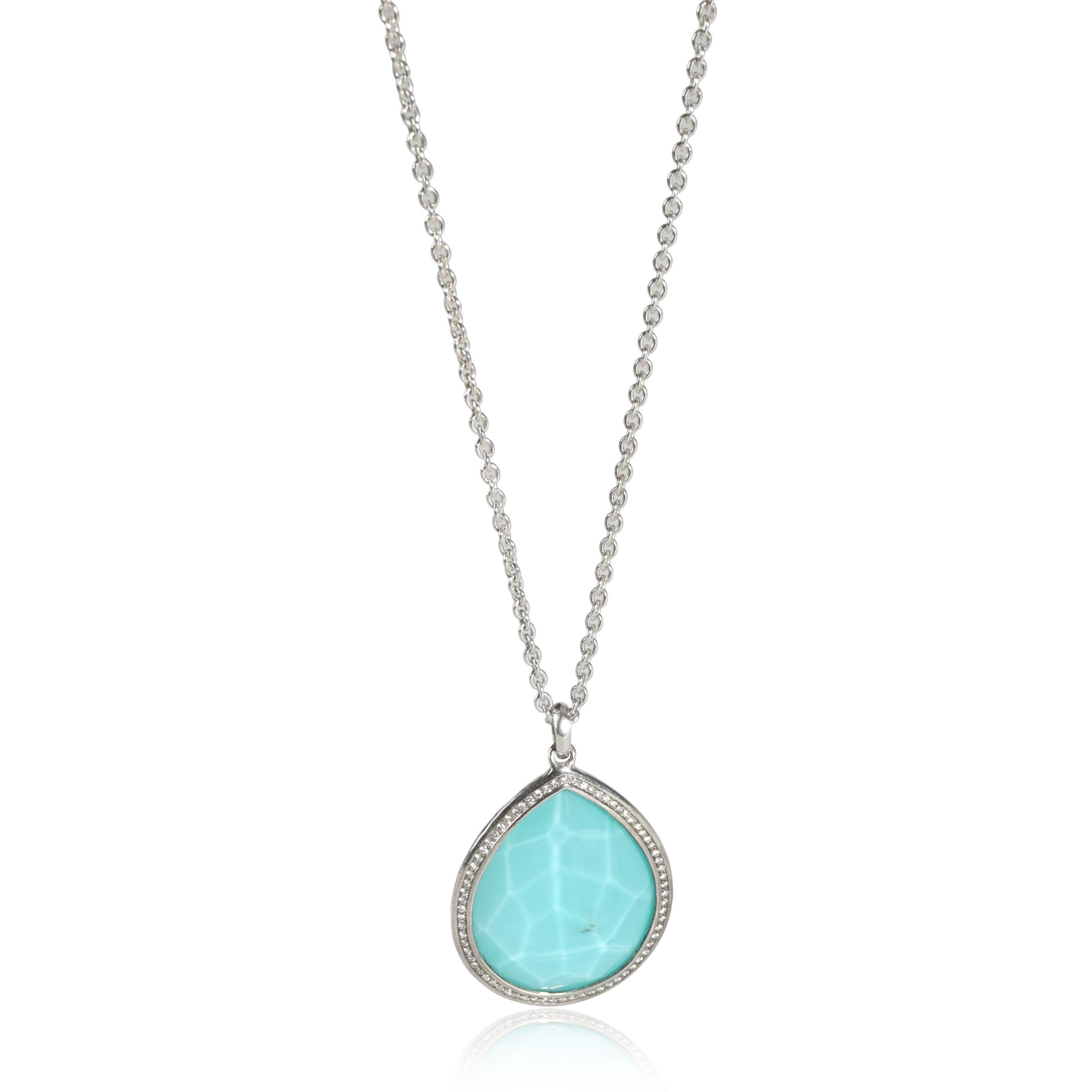 image of Tiffany Co Ippolita Stella Turquoise Diamond Necklace In Sterling Silver 0.19 Ctw, Women's