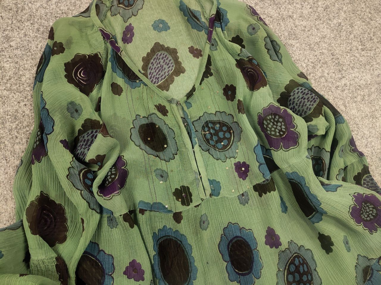 Gudrun Sjoden Gudrun Sjödén Floral print green Light blouse tunic Size XL / US 12-14 / IT 48-50 - 5 Thumbnail