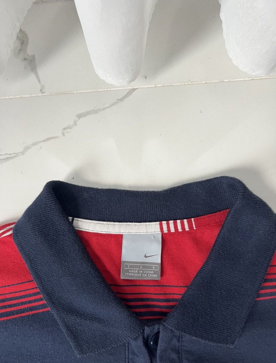 Nike 00's NIKE SWOOSH LOGO RARE RETRO STRIPED POLO Y2K T-SHIRT Size US L / EU 52-54 / 3 - 5 Thumbnail