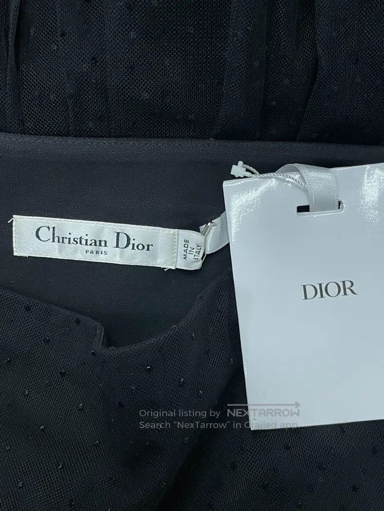 Dior Dior Black plush polked dot mesh skirt Size 24" / US 00 / IT 34 - 3 Thumbnail