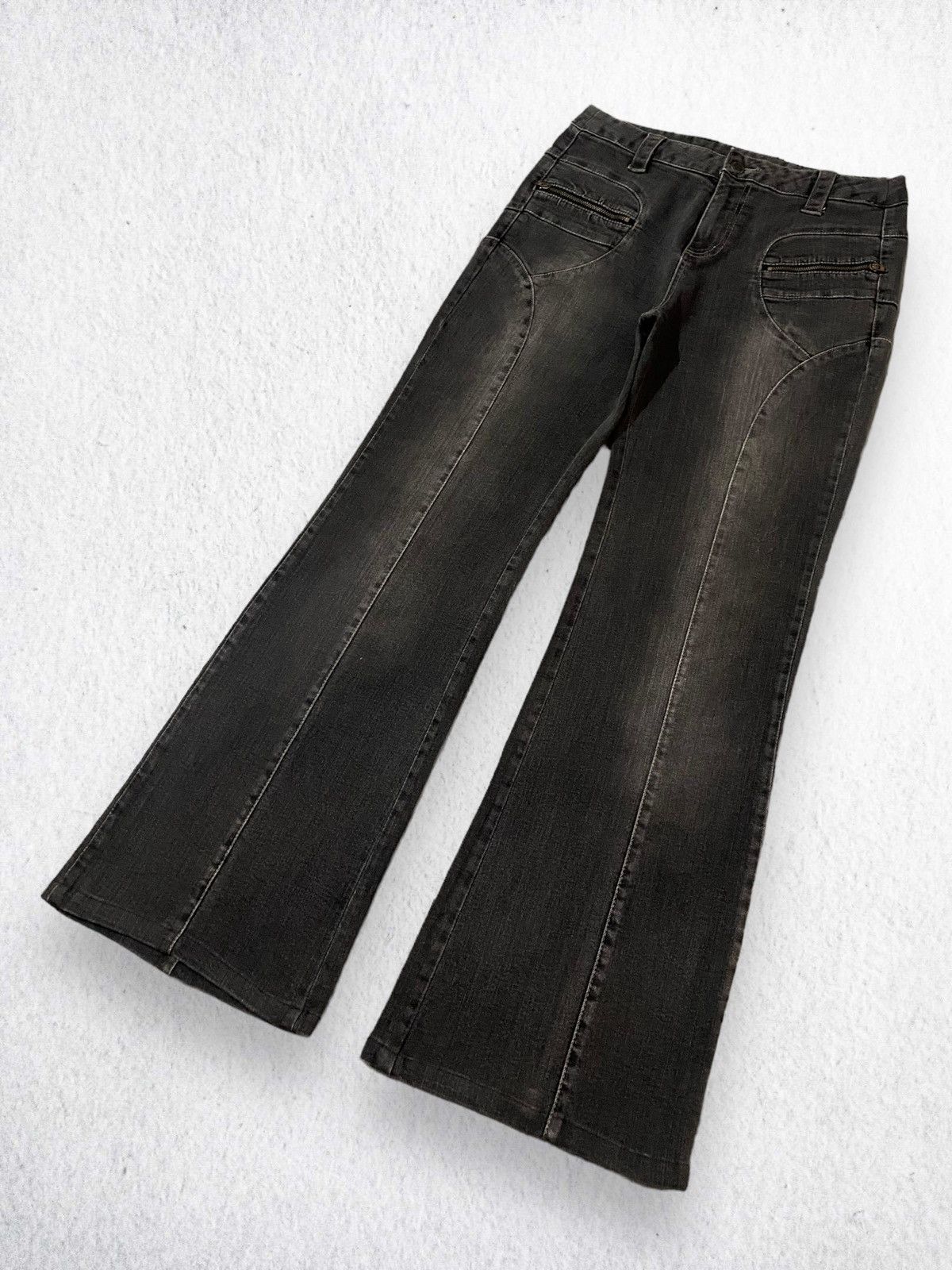 20471120 Vintage Japan Nuovo Pintuck Creased Flare Jeans Size US 30 / EU 46 - 2 Thumbnail