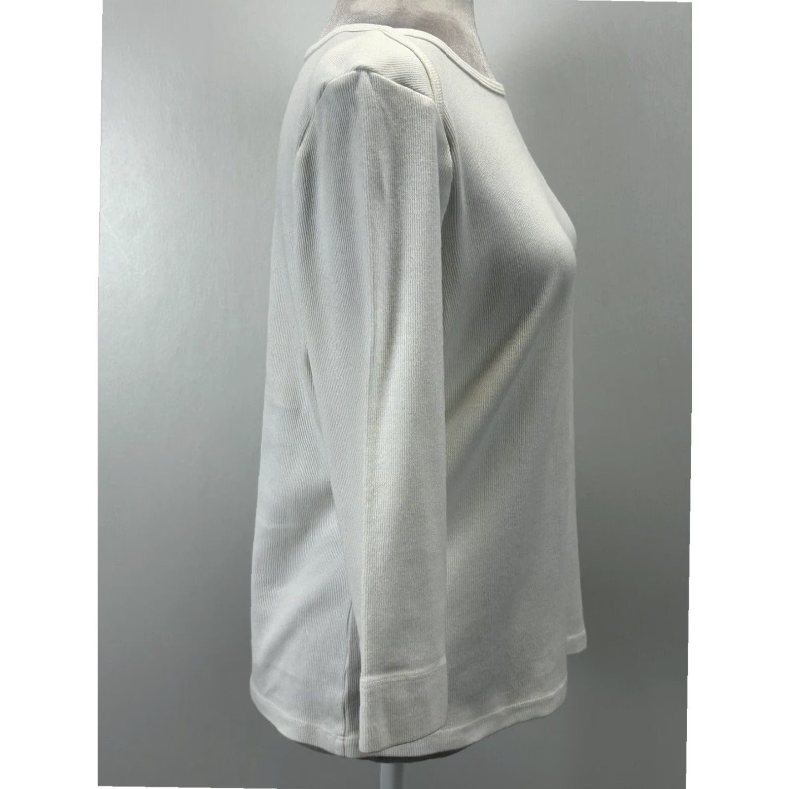 Vintage Fresh Produce Boat Neck Top Women's White Stretch Cotton Blend XL Long Sleeve Size XL / US 12-14 / IT 48-50 - 4 Thumbnail