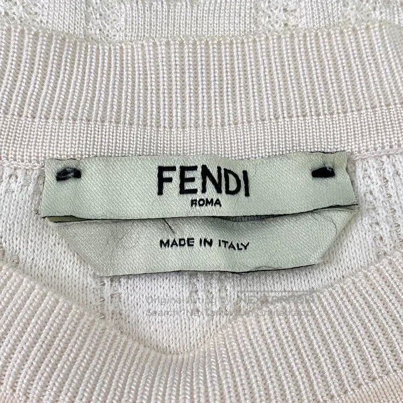 Fendi Fendi White Logo Letter Full Print Cotton Knit Short Sleev Size M / US 6-8 / IT 42-44 - 5 Thumbnail