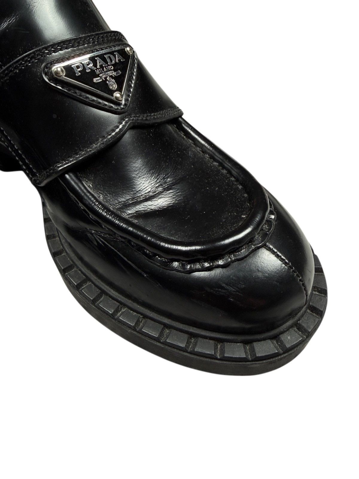 Prada Prada Loafers Black Leather Triangle Logo Size 38 Size US 8 / IT 38 - 3 Thumbnail