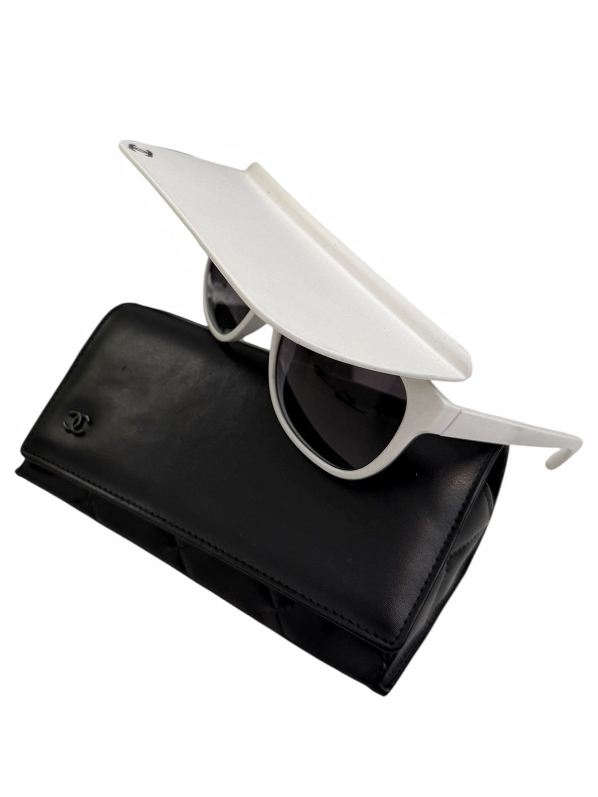 Chanel RARE Flip Visor White Sunglasses Size ONE SIZE - 3 Thumbnail