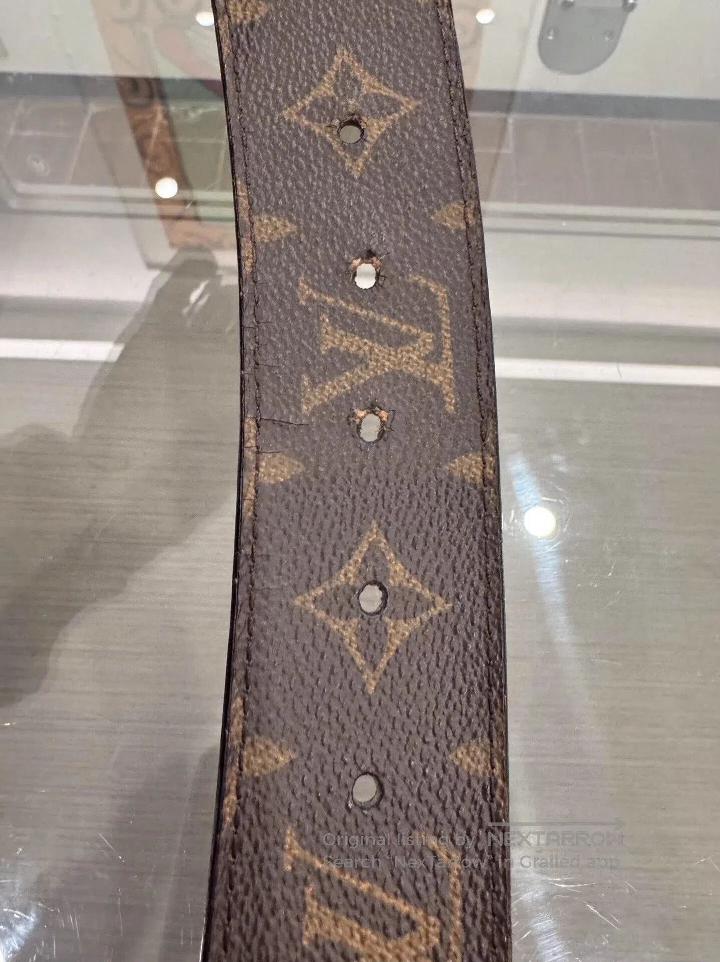 Louis Vuitton Brown Leather Belt with Silver Logo Buckle. Size ONE SIZE - 6 Thumbnail