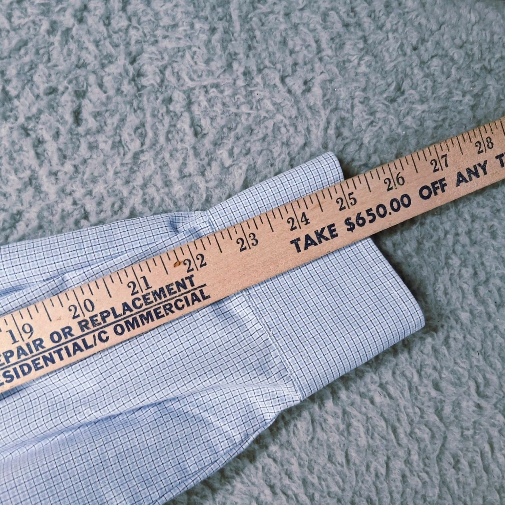 Ralph Lauren Lauren Ralph Lauren Dress Shirt Blue Micro Check Non-Iron 16 Neck 34/35 Sleeve Men’s Size 42R - 6 Thumbnail